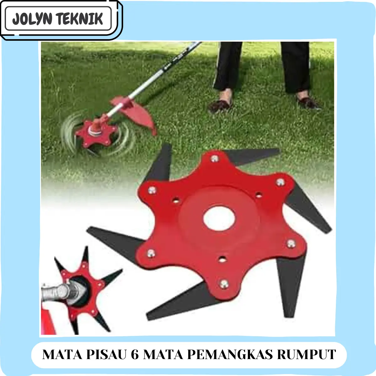 Mata Pisau Potong Rumput Model 6 Mata Pemangkas Rumput Liar Baja Trimmer Tahan Lama