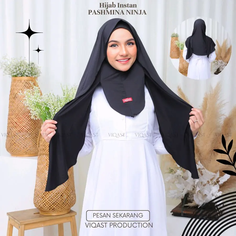 hijab pashmina inner ninja meleyot SHENA menutupi dada jersey premium oval Syari Dewasa Instan Kerudung Muslim Cantik