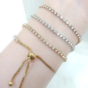 Promo Gelang Serut Full Permata Gold Rosegold Silver Titanium Anti karat & Anti Luntur