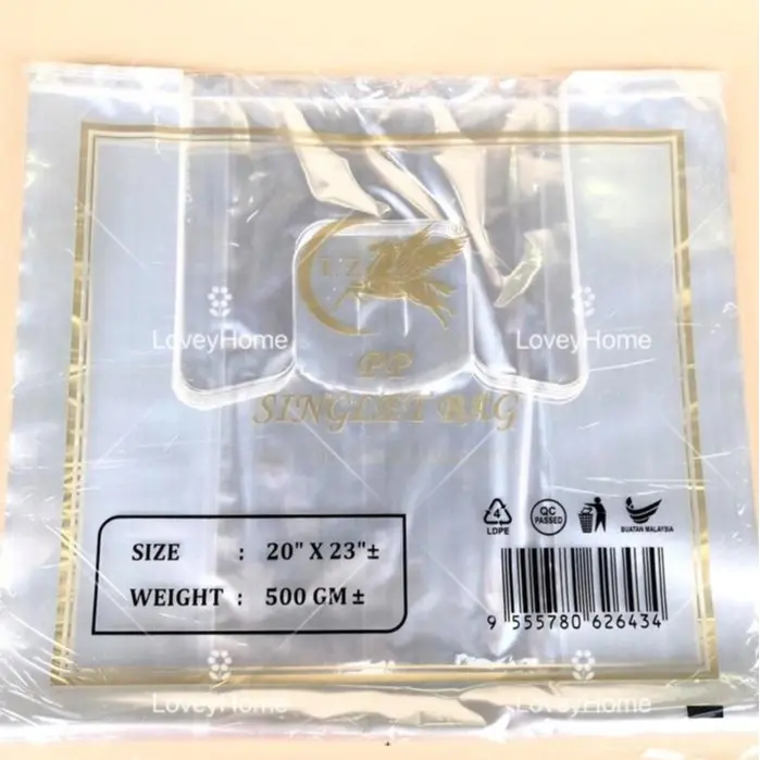 500gram PP PE Singlet Plastic Bag Transparent T-shirt Plastic Clear Plastik Beg Cap Ketam Jernih Tangkai Lutsinar Tshirt