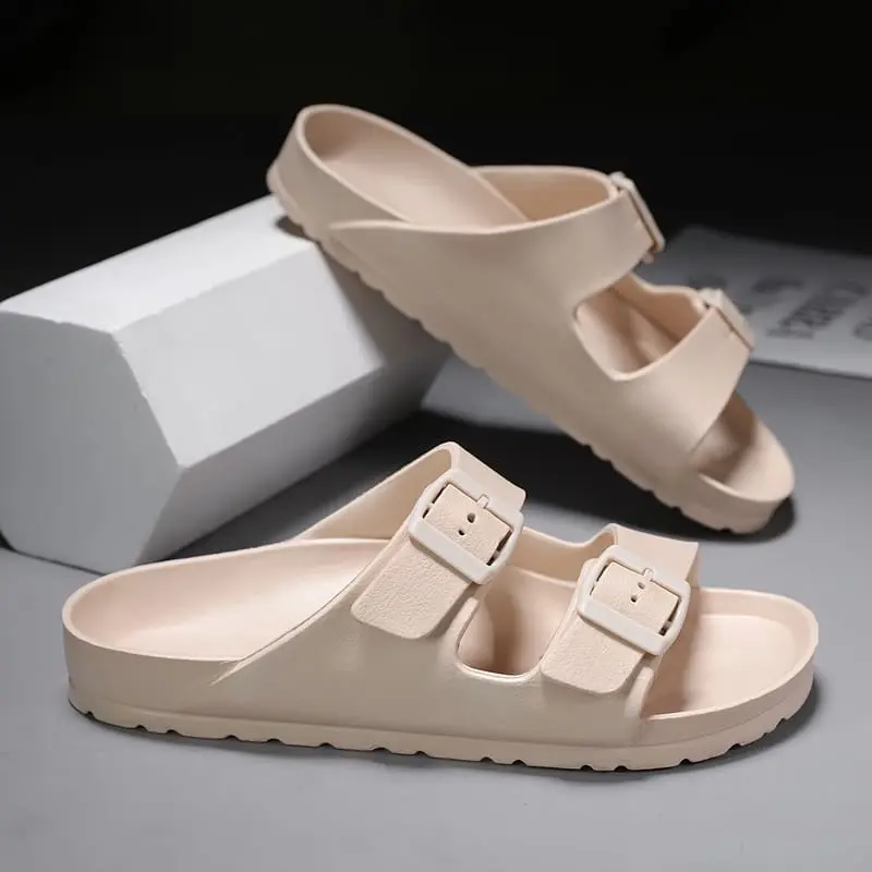 sandal wanita elegan Slop Sendal Cewek Kekinian Korean Sandal Musim Panas Sandal Cewe Fashionable Model Dua Strap Terbaru Anti Slip Murah Komin Size 36-40