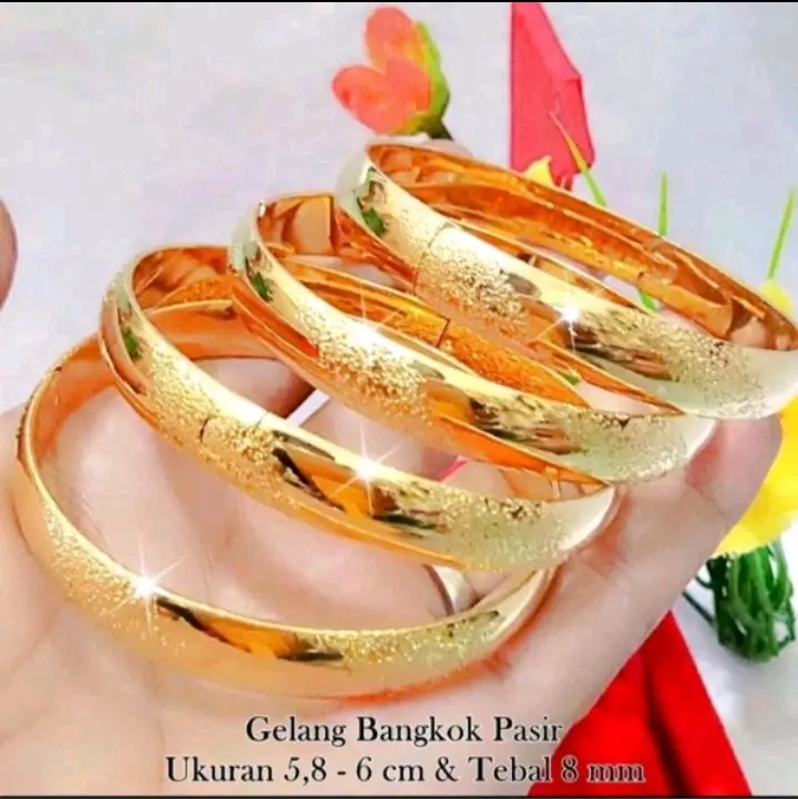 3 PCS Gelang Bangkok Pasir Tebal 8 MM Perempuan