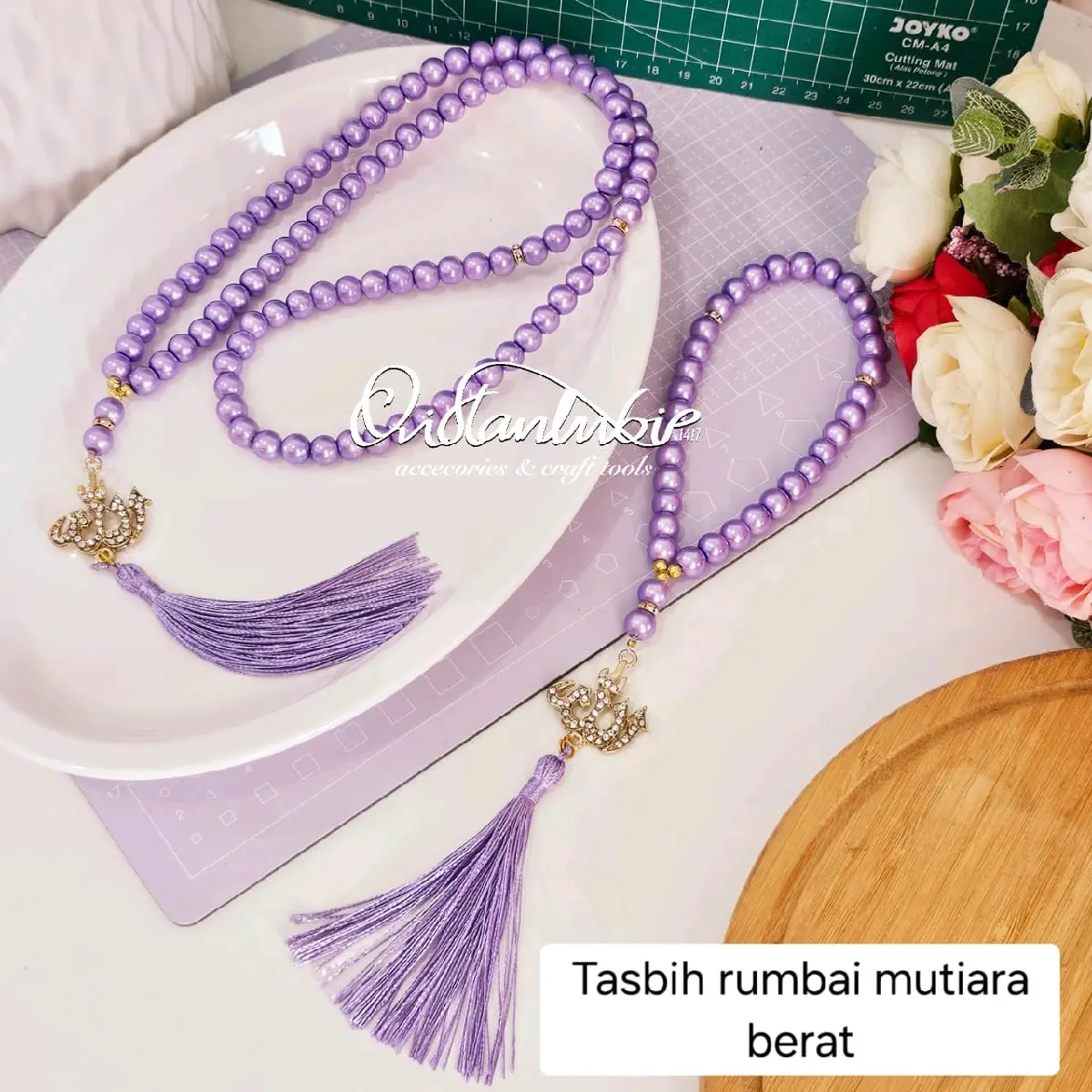 Tasbih 33 dan 99butir mutiara berat oleholeh haji dan umroh atau souvenir