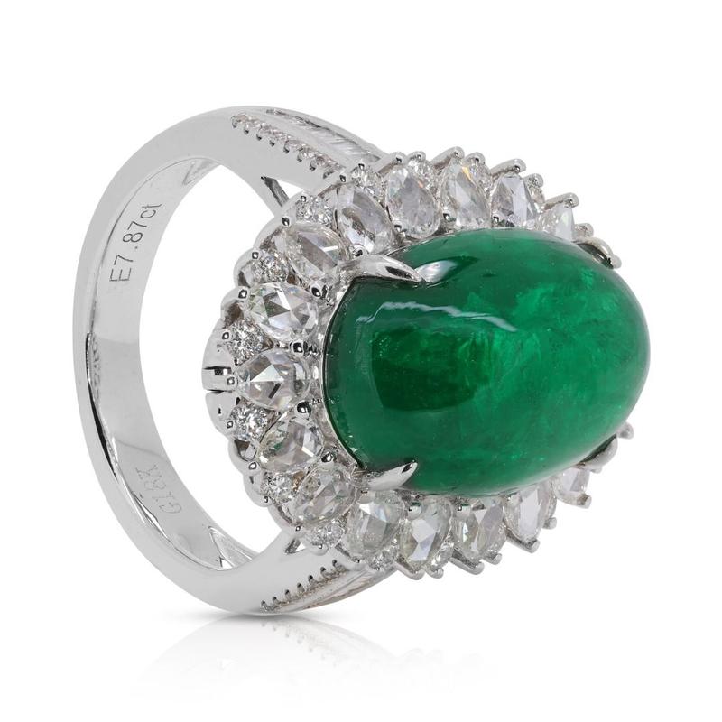 Convertible 11.36ct Emerald and Natural Diamond Pendant/Ring 7