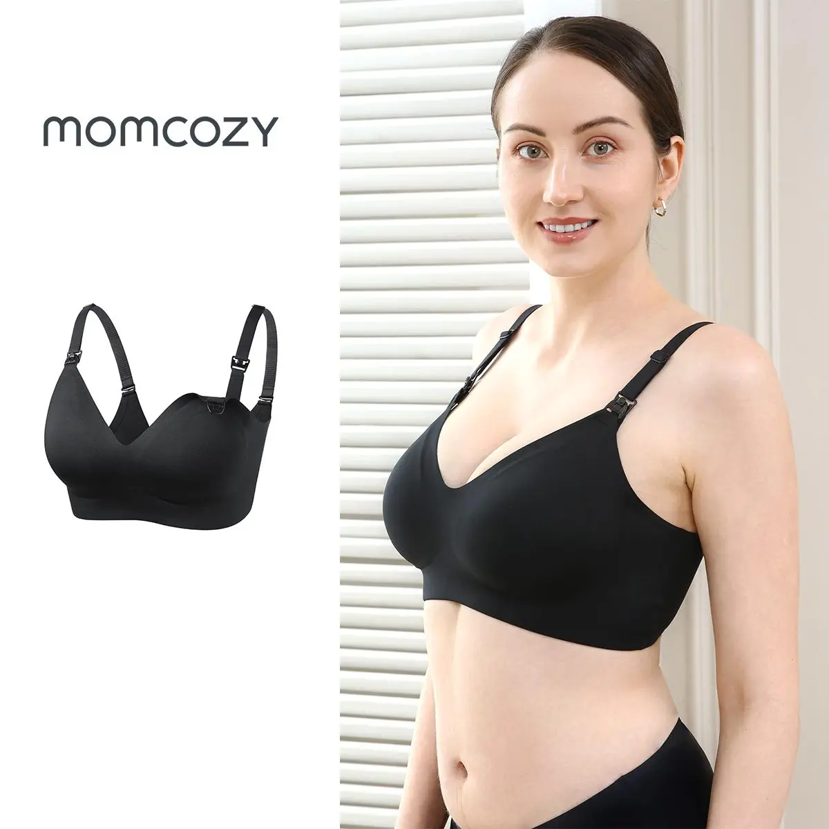 Momcozy Nursing Bras for Breastfeeding, YN21 Seamless Ultra Comfort Maternity Bra, Natural Shape, Pregnancy Sleep Bralette