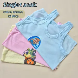 ISI 6 PCS/KAOS DALAM SINGLET ANAK MOTIF LUCU UKURAN S.M.L.XL.XXL 0-8 TAHUN.KAOS SINGLET ANAK LUCU