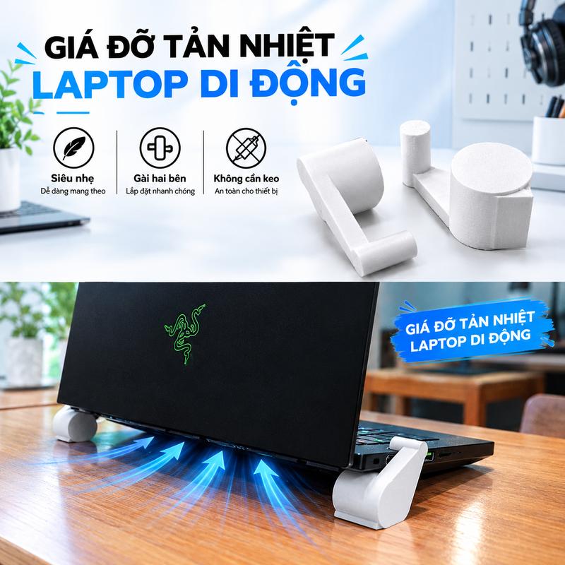 Giá Kê Laptop Nâng Cao Tản Nhiệt, Tháo Lắp Tiện Lợi Không Cần Dính Keo