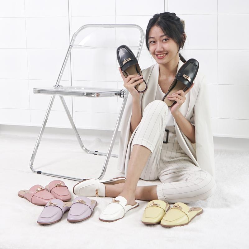 SARASARA LIVE - SELINE Sepatu Sandal Flat Wanita Sendal Slop Cewek 5
