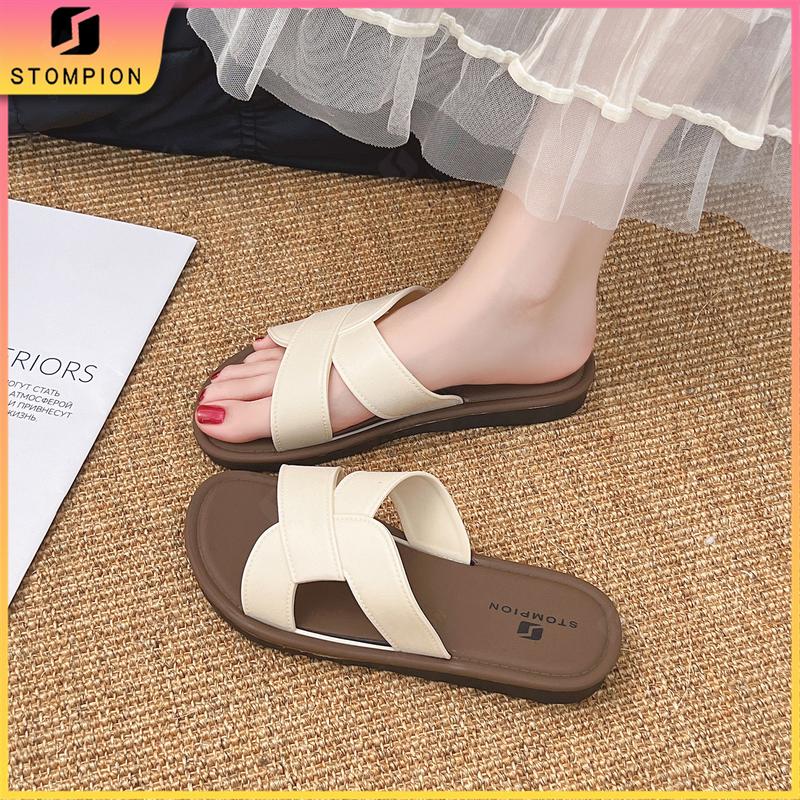 STOMPION Dép sandals nữ có dây chéo, phong cách ngọt ngào nhẹ nhàng – dép ngoài…
