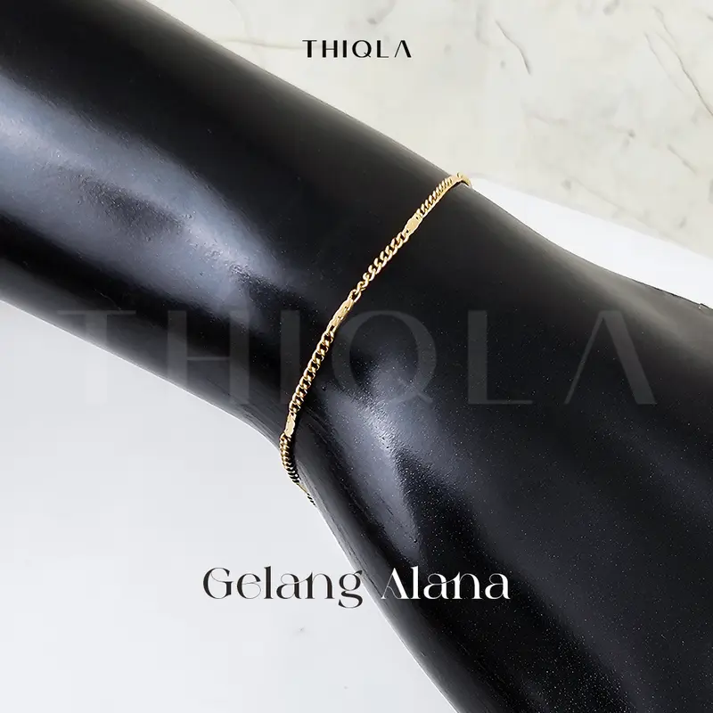 THIQLA - Gelang Tangan Wanita ALANA - Gelang Tipis Kecil Elegan Mirip Gelang Emas Asli - Gelang Cewek Estetik Anti Karat - Stainless Bukan Gelang Titanium 1