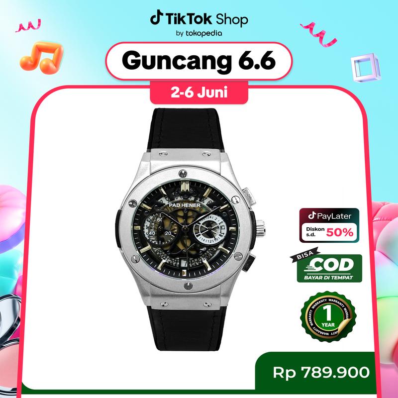 PAD HENER LEXICON Jam Tangan Unisex Analog Original Water Resistant Tali Kulit Keren Luxury Chronograph Quartz Calendar Jam Tangan Cowok Sport COD + Kotak Eksklusif 1