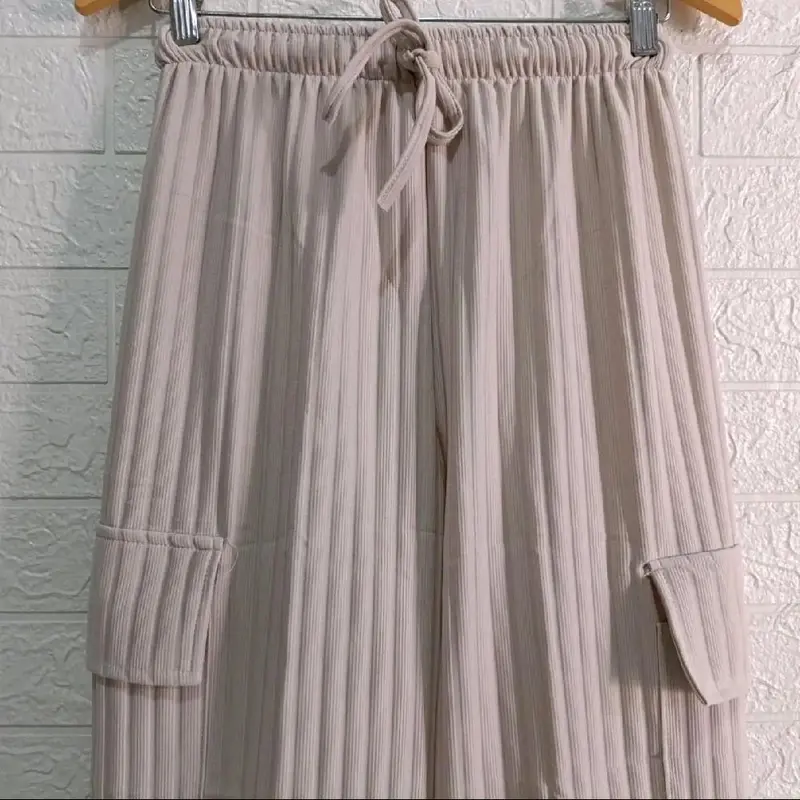BIG PROMO Kulot Cargo Jumbo Knit Hornet Panjang  Celana Wanita Pant Linen Bawahan Tebal 1