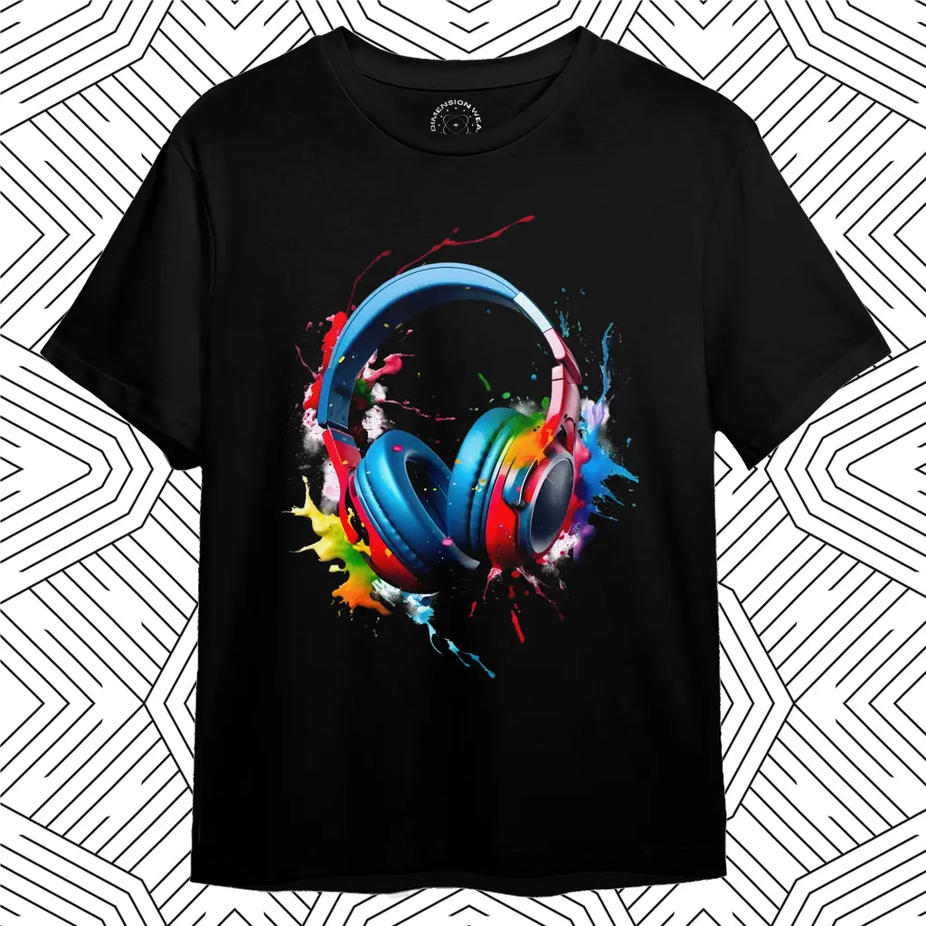 3DimensionWear T-Shirt 3D Headphoe Rainbow Color - DT0093