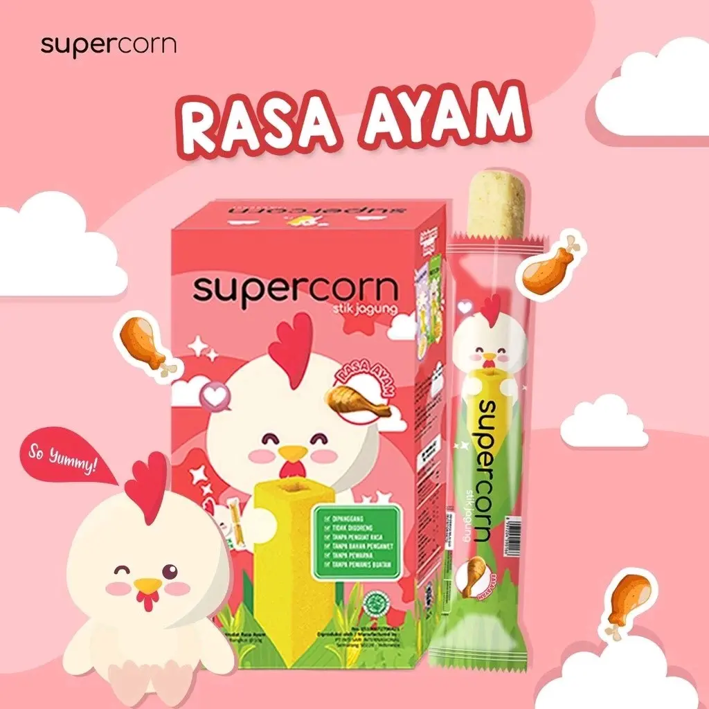 Supercorn stik super corn Supercorn non MSG - Ayam 1 box isi 12