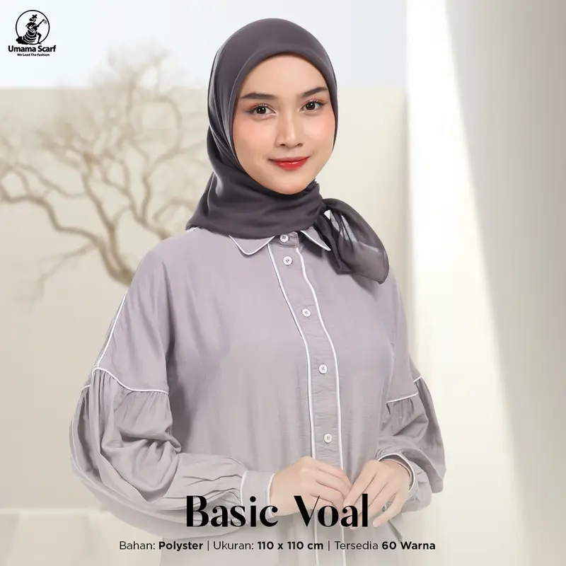 Umama Basic Voal jilbab segi empat 110x110cm Hijab seragam polos bisa GROSIR katun lembut Nyaman Sekolah Muslim kerudung Square 7