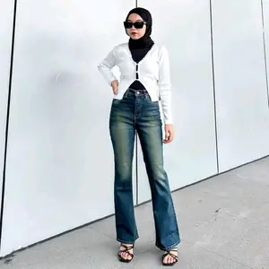 Higwaist Celana Panjang Wanita Cutbray Jeans Retro 114 Premium Vintage Model Higwaist Cutbray Retro Nyaman 100% Melar Stretch Size 27-34