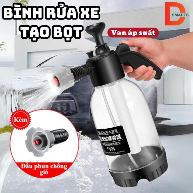  Bình Xịt Tạo Bọt Tuyết Rửa Xe Ô Tô  Xe Máy kèm Đầu Phun Chống Gió Bình Tưới Cây Cầm Tay Tiện Dụng 2L Đa Năng 