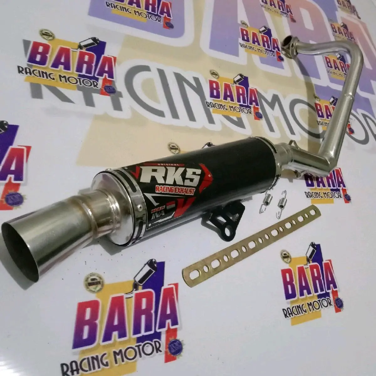 Knalpot Samlong Rks Inlet 38mm: Mio Sporty, Mio Smile, Mio Soul Karbu, Mio J, Mio GT, Mio.M3, Mio S, Z, Xride, Fino, dan Xeon Motor Besi