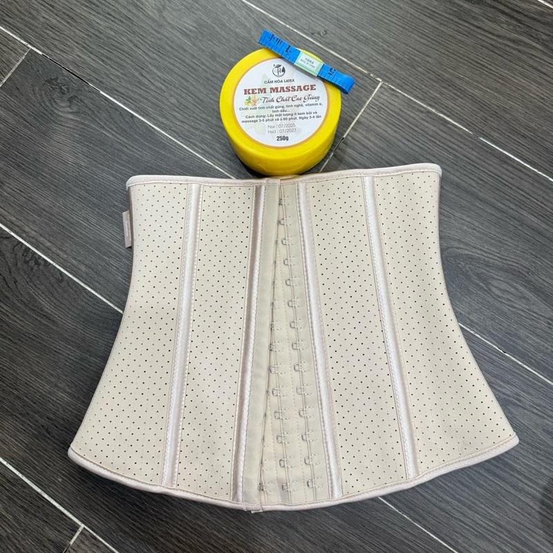 [Combo Đai+Cao gừng hủ to 250gr] Đai Nịt Bụng Latex Thông Hơi 25 Xương Hylap  2 màu Đen và Kem