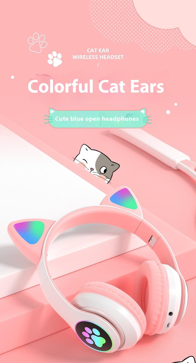 Product Introduction of Tai Nghe Bluetooth Trùm Đầu, STN-28, Tai Nghe Bluetooth Không Dây, Tai Nghe Tai Mèo Dễ Thương, P47P47MY08 11