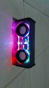 Product Review of Shade Speaker Bluetooth 10W Double Subwoofer Music Speaker RGB LED Light Transparent Mecha Speaker V8 Speaker Bluetooth Bass from a**k 2