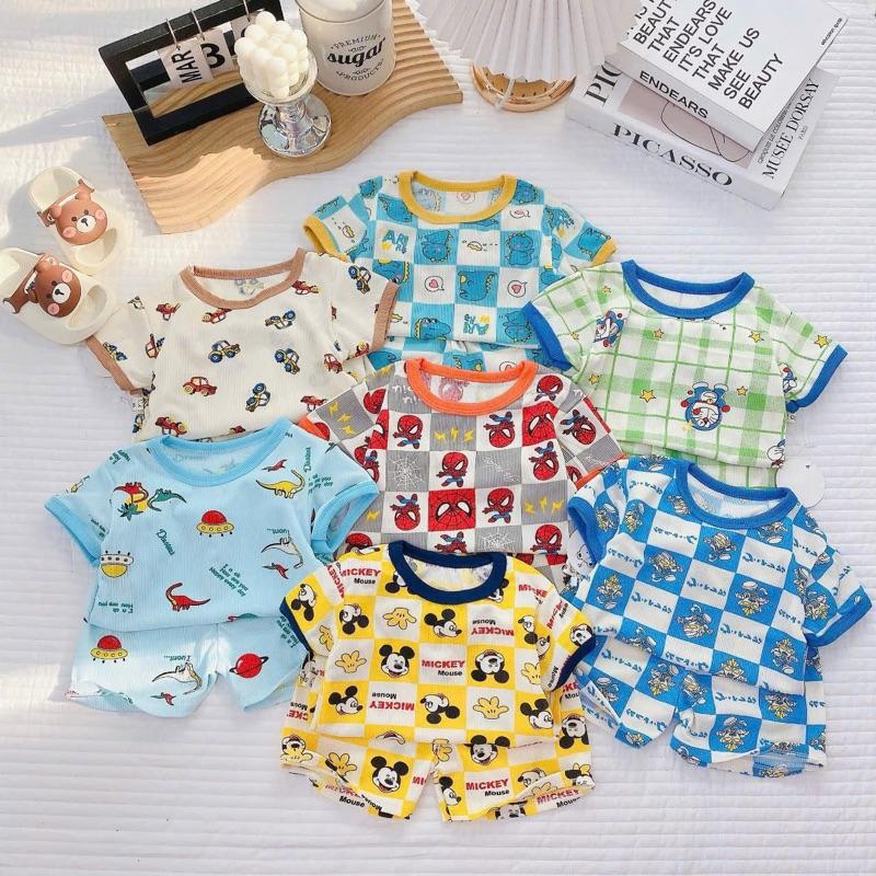 (10) COMBO 5 BỘ CỘC TAY CHẤT LIỆU THUN TĂM LẠNH LABUBU HOẠT HÌNH CHO BÉ TRAI BÉ GÁI tặng kèm quà ngẫu nhiên Jean đồ sơ sinh bunny bososinh đồ bộ gân