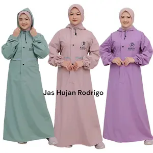Jas Hujan PVC 0,25 Premium Waterproof Tahan Air untuk Wanita - Rodrigo Hijabers - Tebal Gamis Kerja