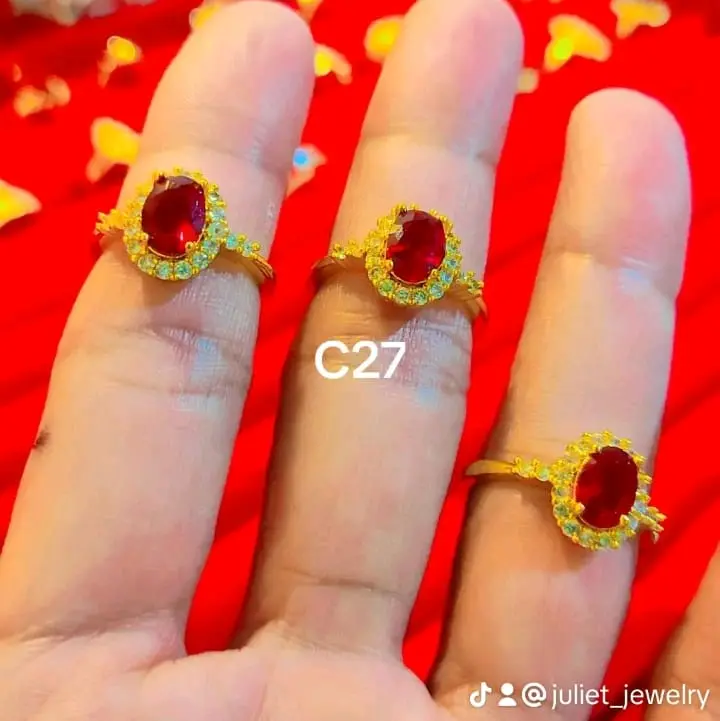 cincin permata merah warna gold xuping import premium c27 0