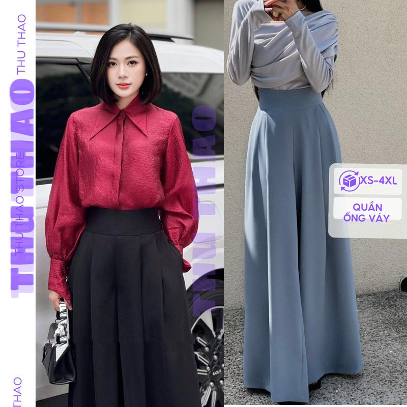 Quần ống siêu rộng nữ, cạp cao gen eo BIGSIZE form đẹp, chất vải xịn dáng dài 103-105cm.