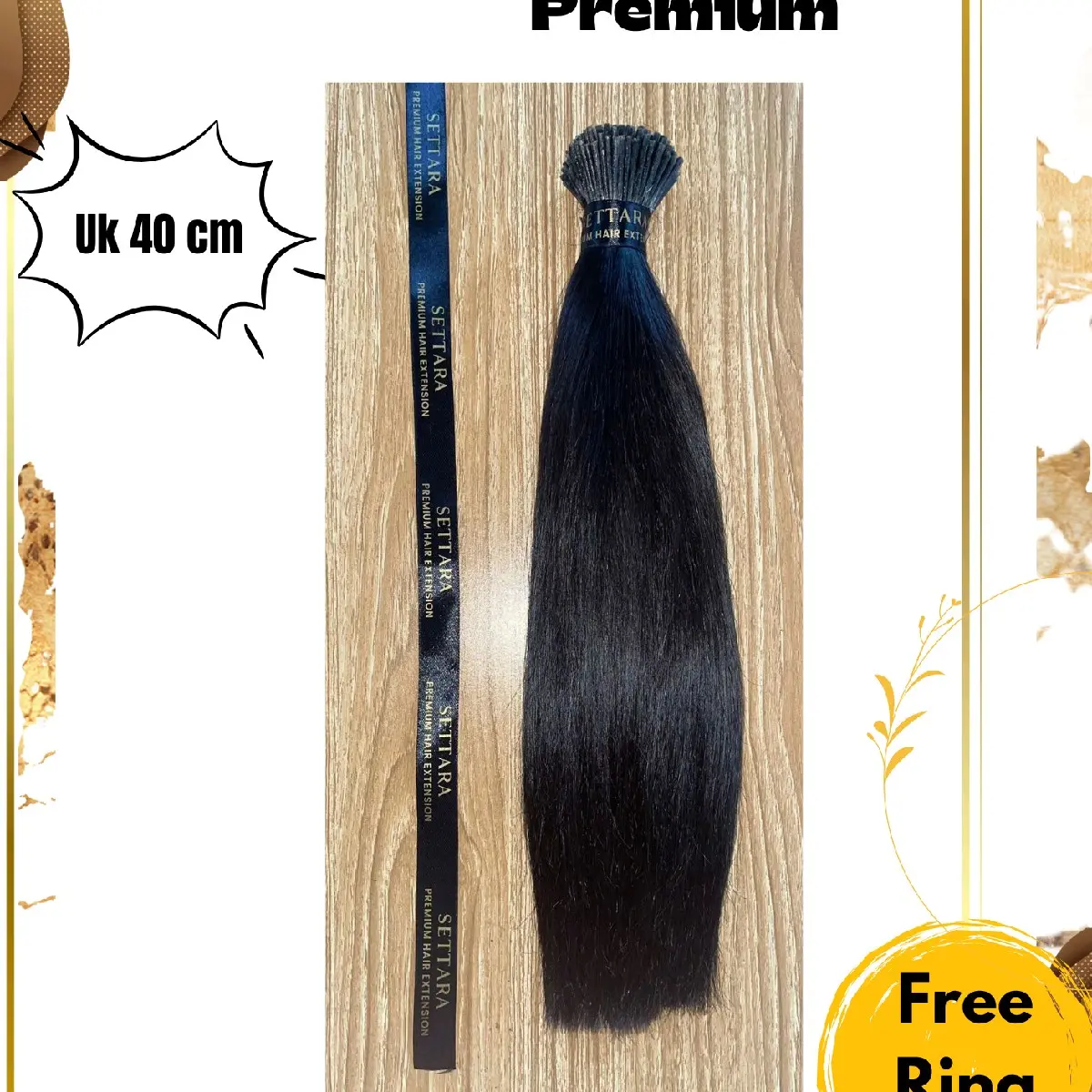 Rambut sambung Premium Hitam smoothing Uk 40 cm