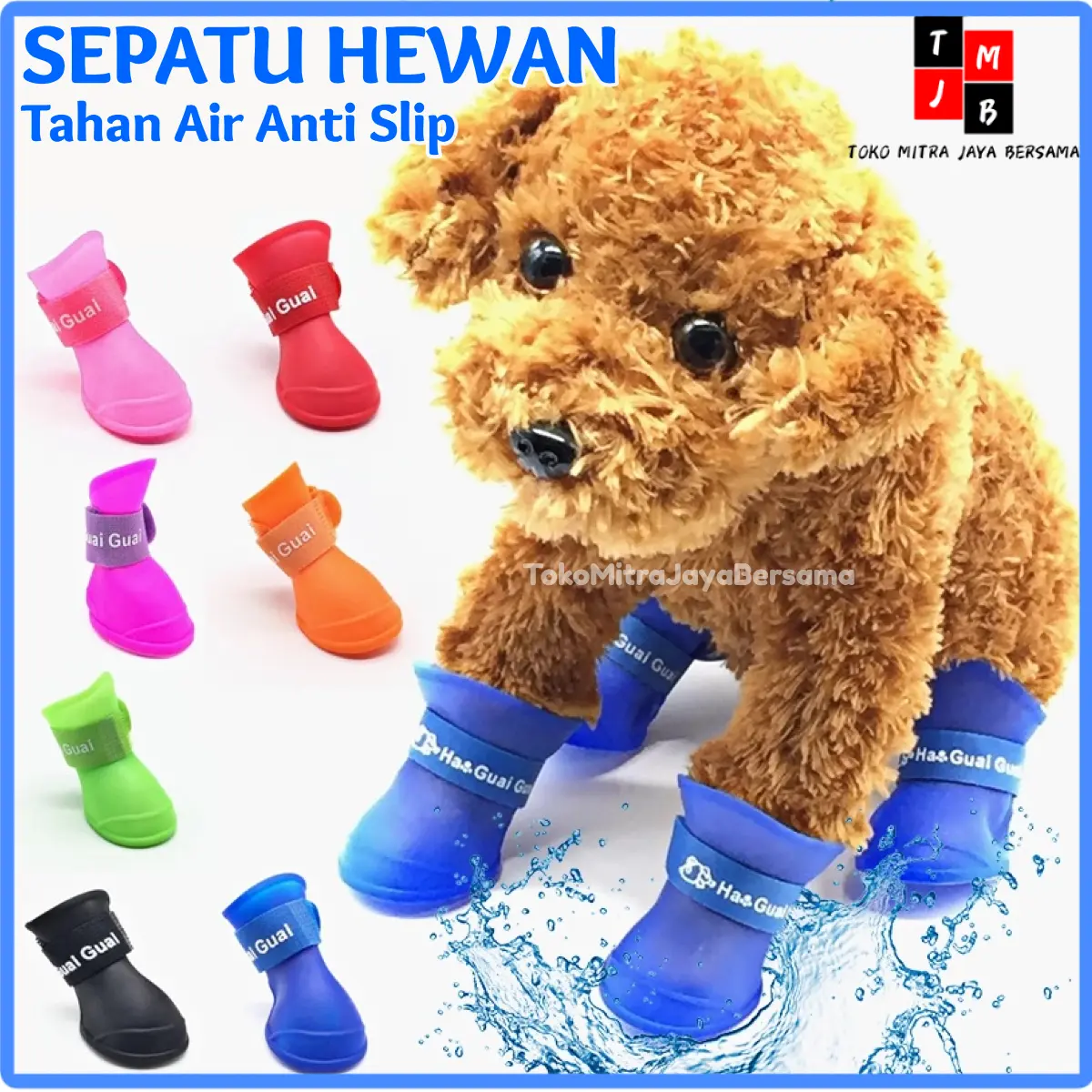 Sepatu Hewan Anjing Kucing Anti Slip Waterproof Besar Kecil Karet High Quality Anti Air