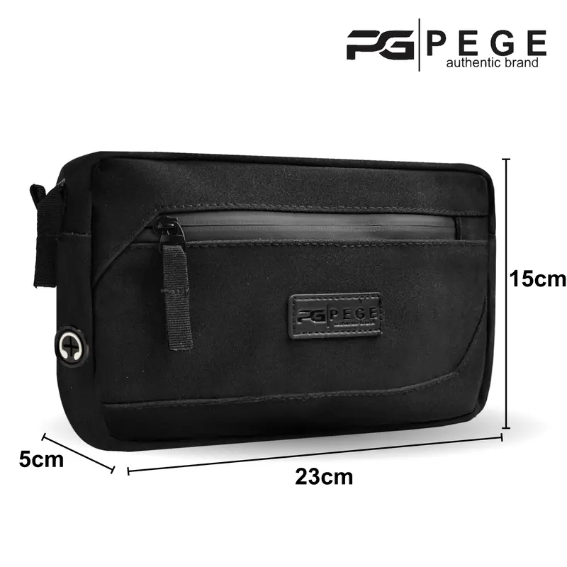 Tas Selempang Bahu Pria PEGE Hugo Slingbag Hitam Polos 3in1 Bisa Untuk Pouch Handbag dan Slempang - PG 9016 4