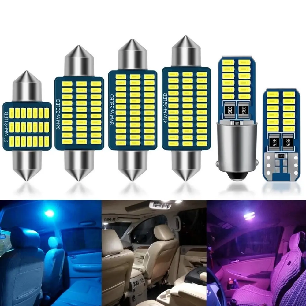 Bóng đèn LED, T10, W5W, C5W, Ba9s, T4W, Canbus Festoon, C10W, 31 / 36 / 39 / 41mm, Màu trắng ấm, Thích hợp cho đèn nội thất ô tô, Festoon, 1 cái