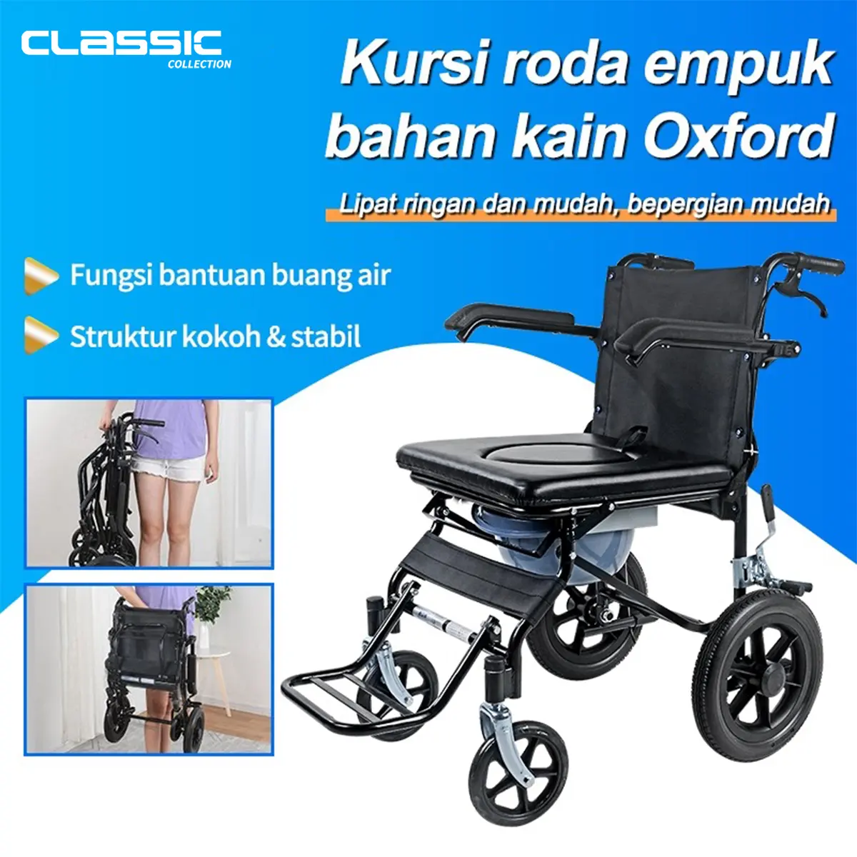 Kursi roda manual/kursi roda lipat ringan sederhana/kursi roda khusus lansia/kursi roda portabel ultra ringan bepergian