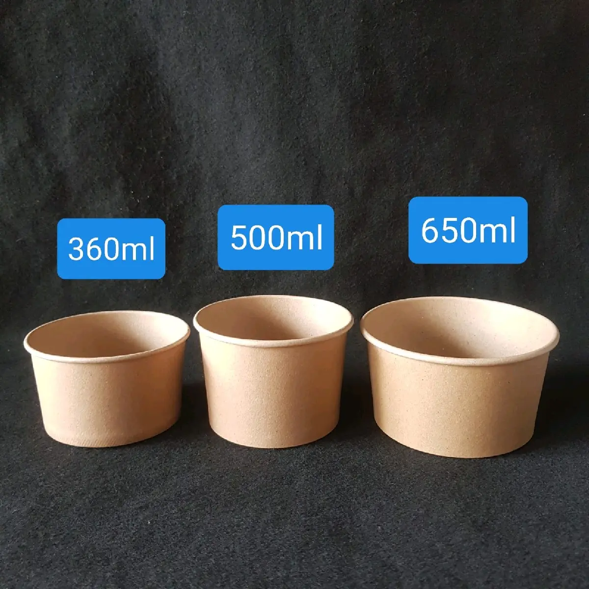 25pcs PAPER BOWL KRAFT 360ml 500ml 650ml 800ml + TUTUP Dan TANPA TUTUP / Mangkok Kertas