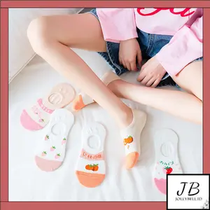 •Jollybell.id•KK808 Kaos Kaki Pendek Wanita Motif Buah Strawberry Orange Fashion Korean Unisex Semata Kaki Oren Peach Putih Socks COD TERMURAH GROSIRAN