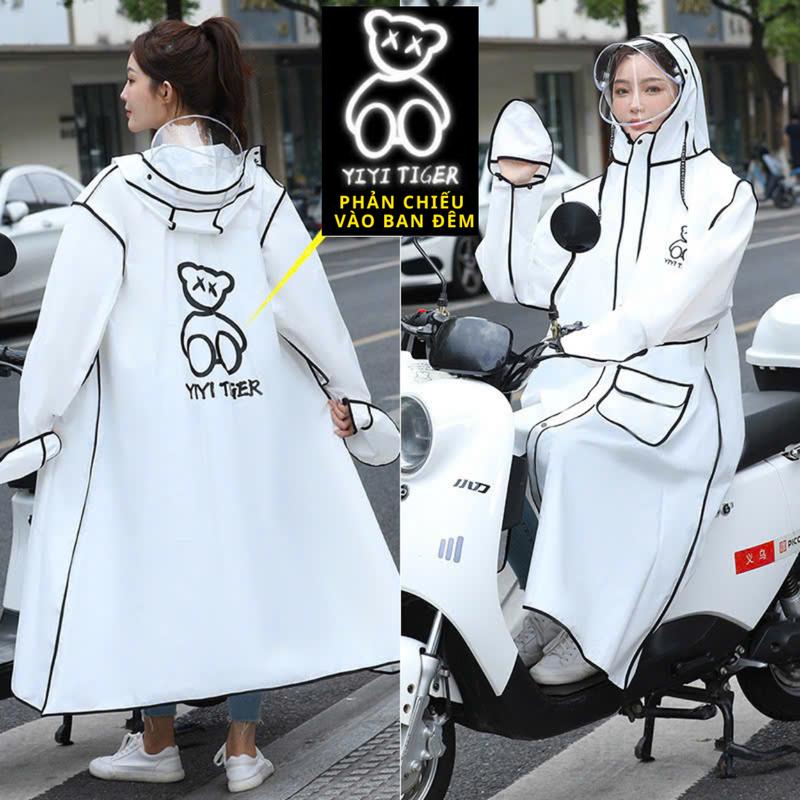 Áo mưa măng tô nhựa EVA nhập khẩu phản quang thời trang nam nữ HH-059 Cao Su