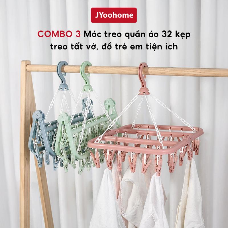 COMBO 2 Móc Chùm 32 Kẹp Phơi Quần Áo Đồ Trẻ Em Tất Vớ JYoohome Móc Treo Đồ Nhỏ Tiện Dụng Trong Nhà Ngoài Trời
