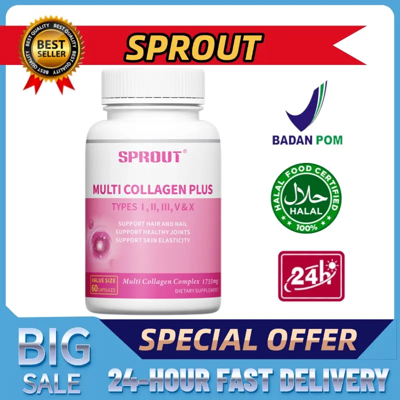 Kolagen 1735 Mg, Suplemen Kolagen Kekuatan Tinggi Untuk Pria Dan Wanita, Baik Untuk Sendi Kulit Rambut, Kompleks Kolagen Premium