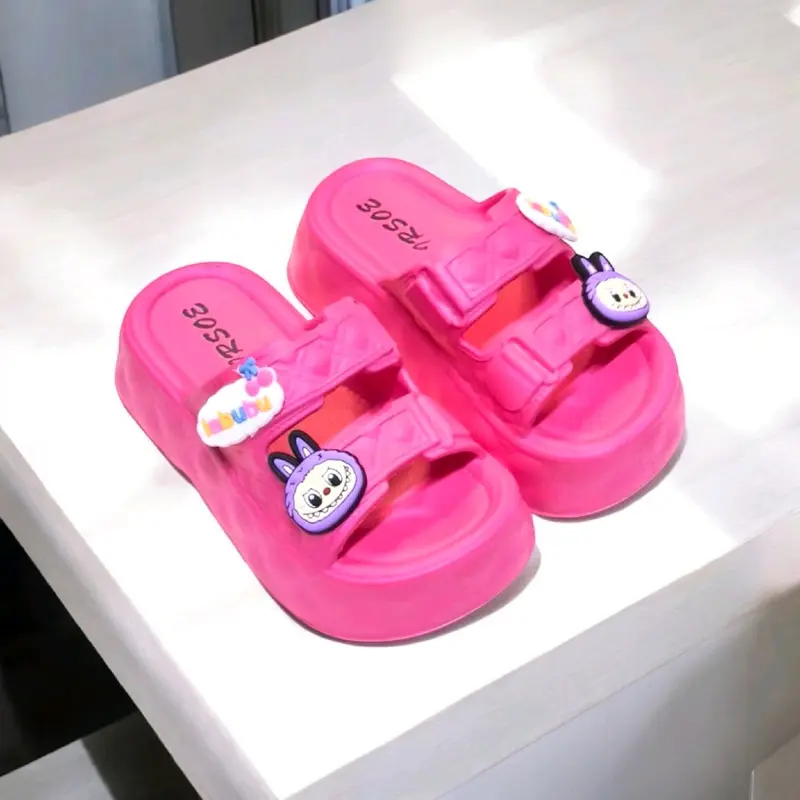 Sandal Selop Anak Perempuan Sandal Wedges Anak Cewek Slip On Double Strap Motif Labubu 572 3