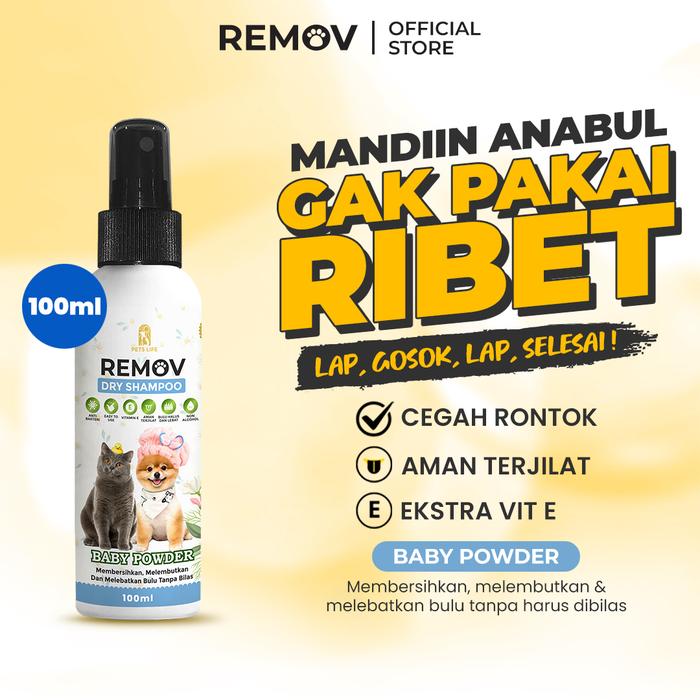Gambar REMOV Pet Dry Shampoo Baby Powder 100 ML dari REMOV Shop Kota Depok Tokopedia