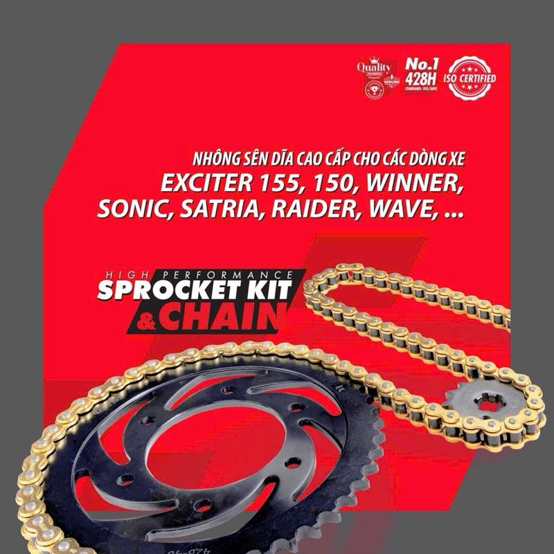 Bộ Nhông sên dĩa STB tặng dưỡng sên Zeus cho Winner 150 Winner X Exciter Satria Raider Wave lớn và Future led đồ chơi