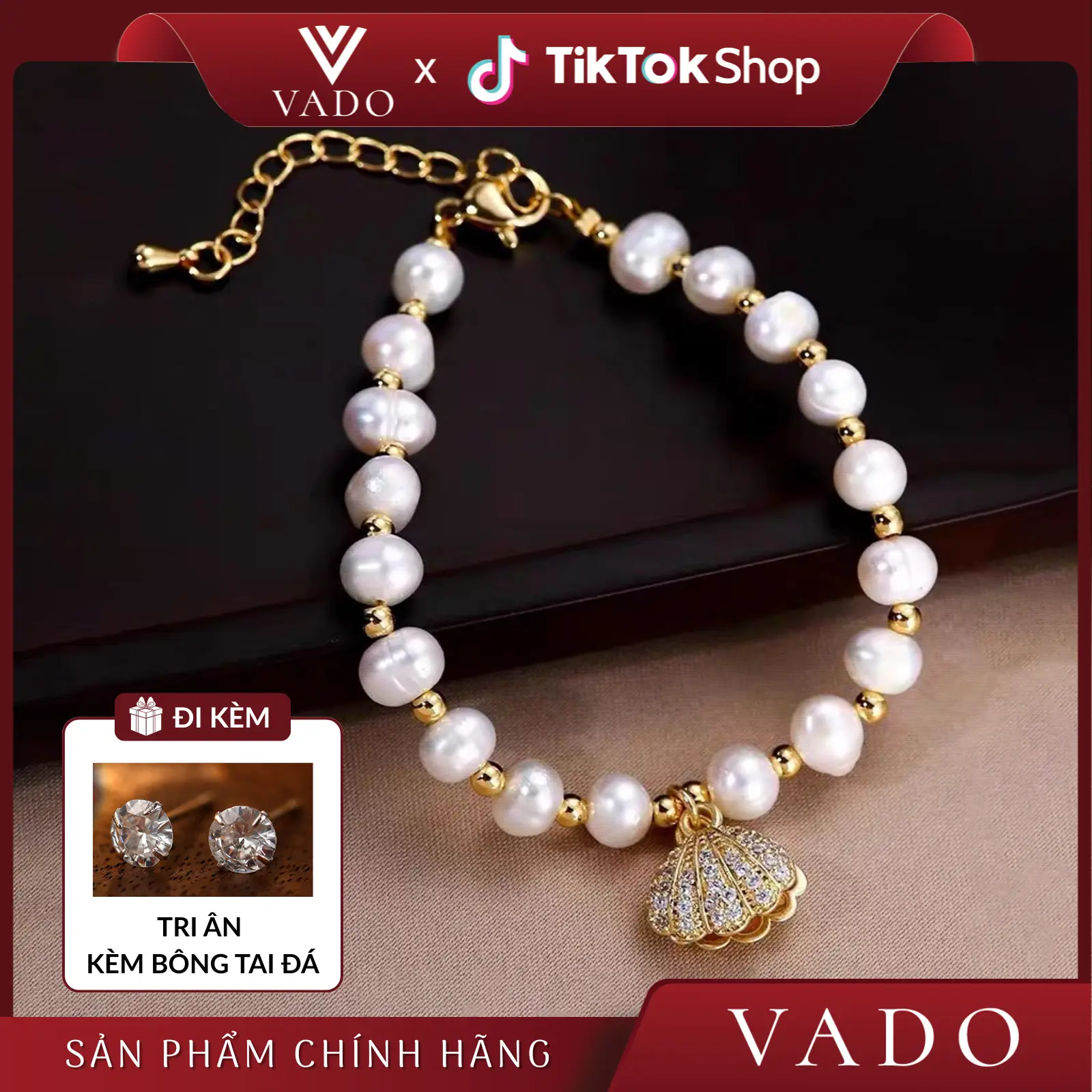 [LIVE TRUNG NIÊN - KÈM BÔNG TAI ĐÁ] Vòng tay Ngọc Trai Trắng Charm - Phụ kiện thời trang sang trọng và cá tính