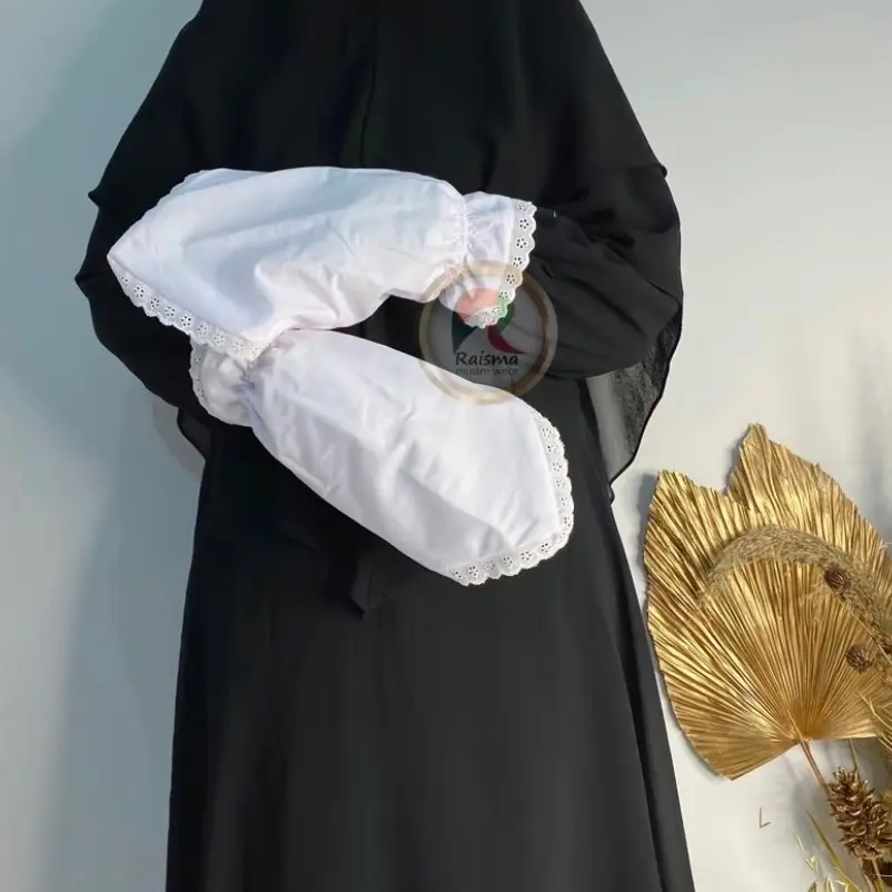 Sarung tangan sholat polos putih hitam buat haji dan umroh wanita / ibu Dewasa