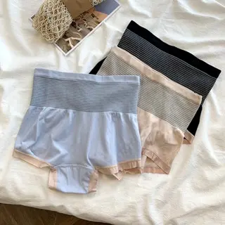 GO!CD1290 Celana Dalam Korset Motif Garis Pinggang Tinggi Pelangsing Perut Wanita Import 1