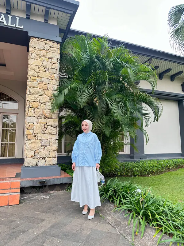 Elena Closet Pocket Pita Shirt Kemeja Atasan Katun Bordir Kerja Panjang Oversize Basic Baju Mutiara 1
