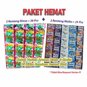 Paket 50Pcs Bersih wangi (26 Rinso + 24 Molto) Detergent Laundry
