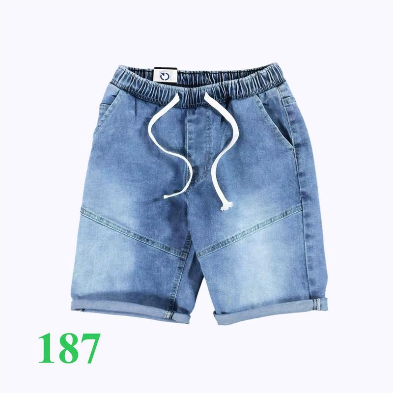 Quần Short Jean Nam Dây Chun chất liệu Jean Cotton Denim, co giãn thoải mái, phù hợp thời trang Có Túi  Cotton Menswear Quần Lửng quần  jean 0