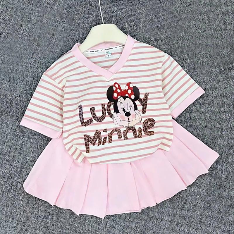 Set Váy Xếp Ly 3 Màu in Hình RABIT Hoạ Tiết Kẻ Cho Bé Gái Sz9-45kg Chất Liệu Tixi Có Lót Quần Trong