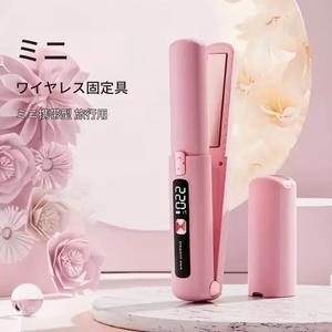 ミニ2in1ワイヤレスストレート＆カールアイロン、USB充電式、4500mAhバッテリー、やけど防止設計、イオンヘアケア、LCDディスプレイ